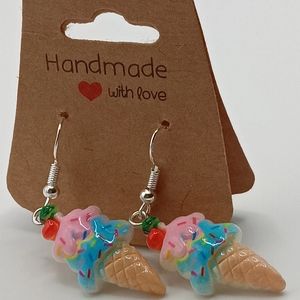 AATreats Novelty Earrings Ice Cream Cones on 925 Sterling Hooks